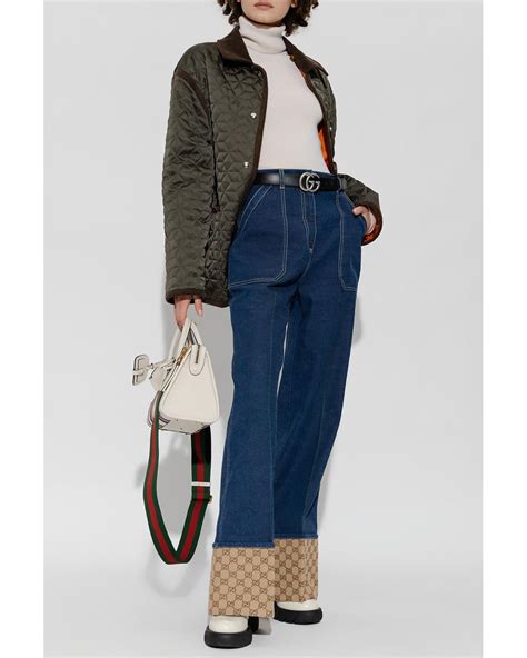 gucci blue monogram pants|gucci trousers for women.